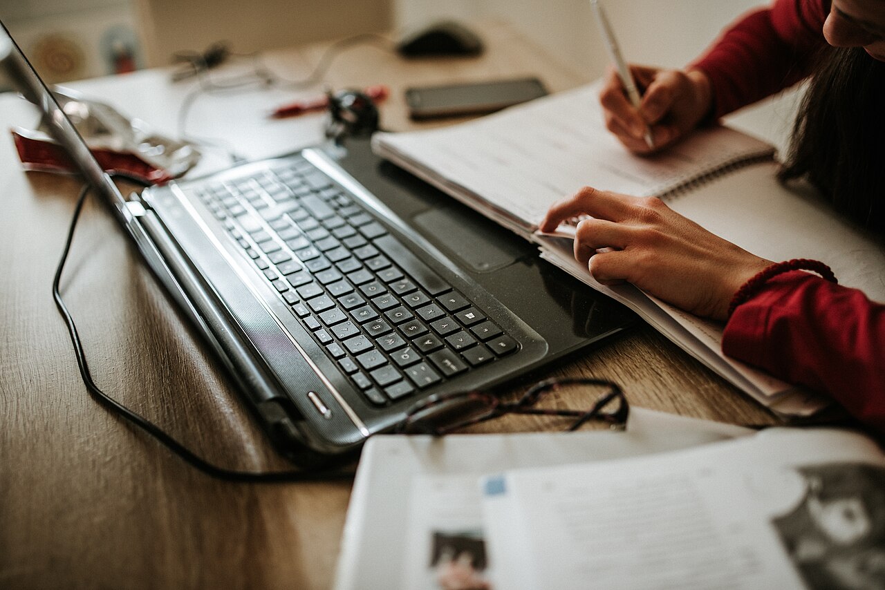 Freelancer working on a laptop from home